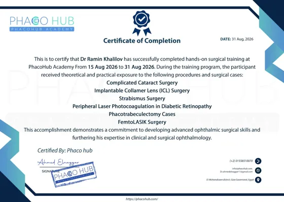 PhacoHub Academy sertifikatı